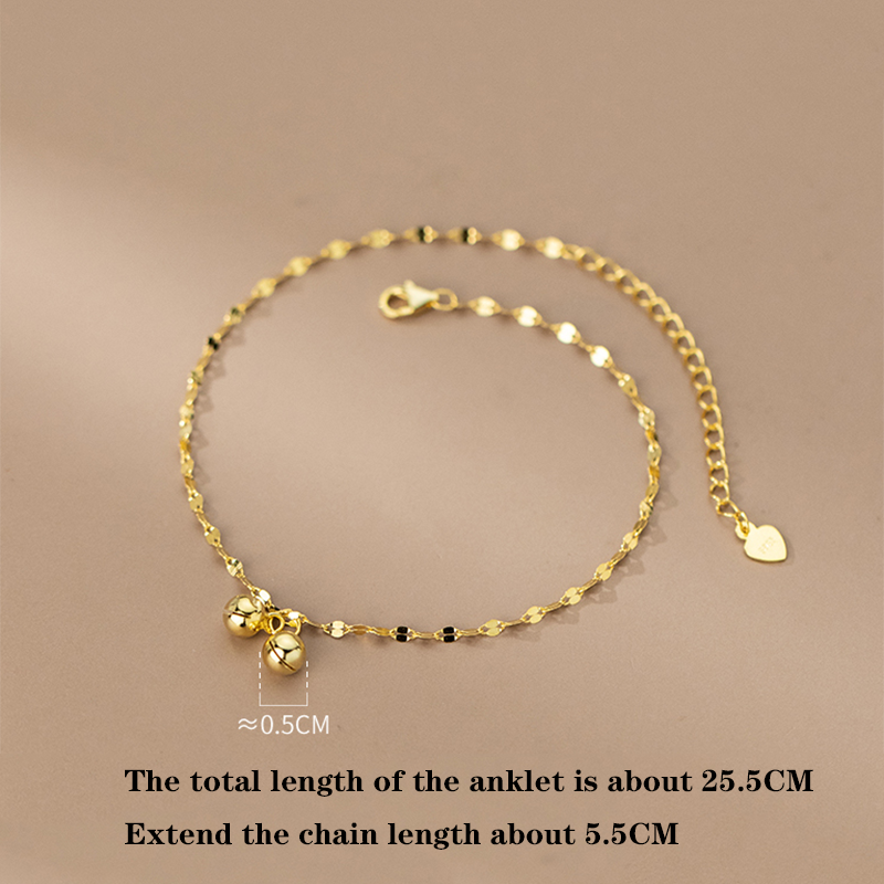 KAMIRA Real 925 Sterling Silver Punk Elagant Disc Double Bell Anklet for Women Wedding Classic Romantic Couples Fine Jewelry New