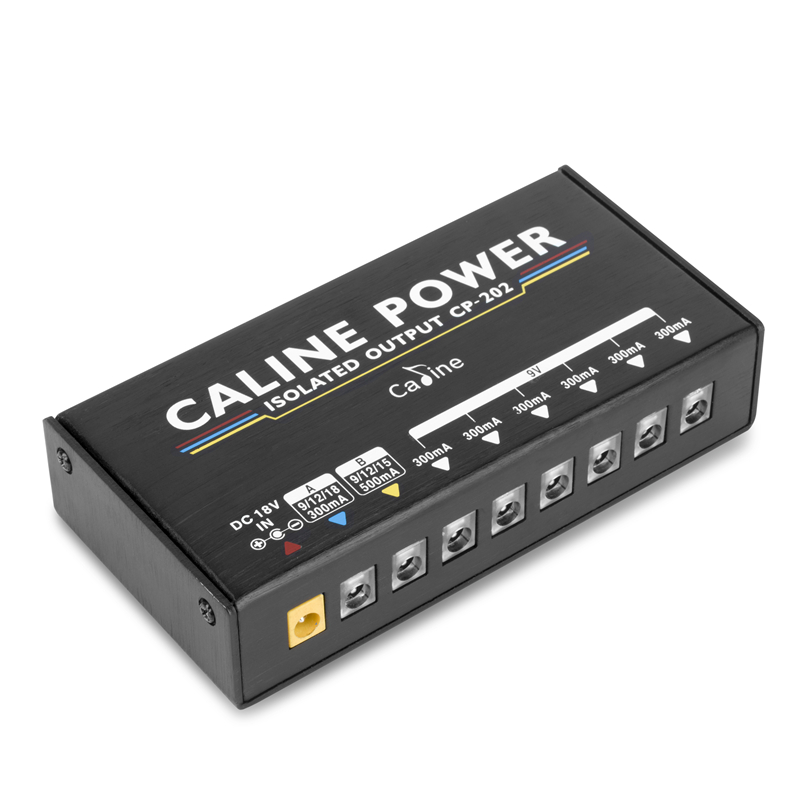 Caline CP-202 Truly Isolated Power Supply 36W 8 Outputs for 9V/12V/15V/18V Guitar Effect Pedal with Adapter and 10 Cables