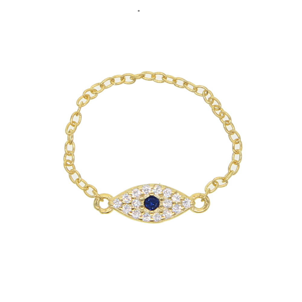 925 sterling silver gold color evil eye ring eye charm delicate chain minimal girl women Simple Charm finger band jewelry