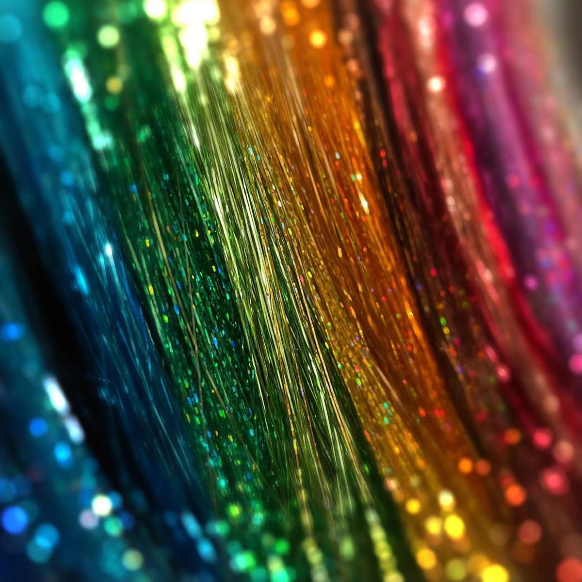 Rainbow Colorful Shiny Threads Glitter Hair Tinsel Kit Gold Silk Hair Glitter String Extensions Accessories for Women Headdress