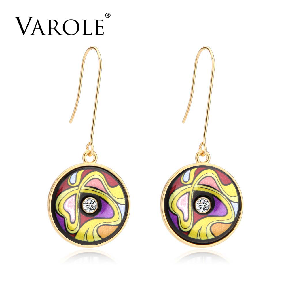 VAROLE Classic Vintage Indian Drop Earring for Women Painted Feminino Bohemia Ethnic Style Geometric Earrings for Women