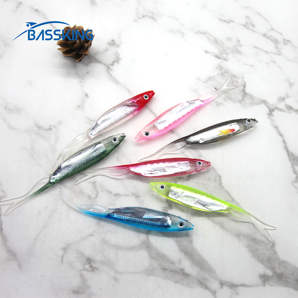 BASSKING Soft Silicone Fishing Lures Shad Worms Saltwater Freshwater Wobblers Artificial Bait Bass Tackle Jigs 95mm 3.8g 5Pcs