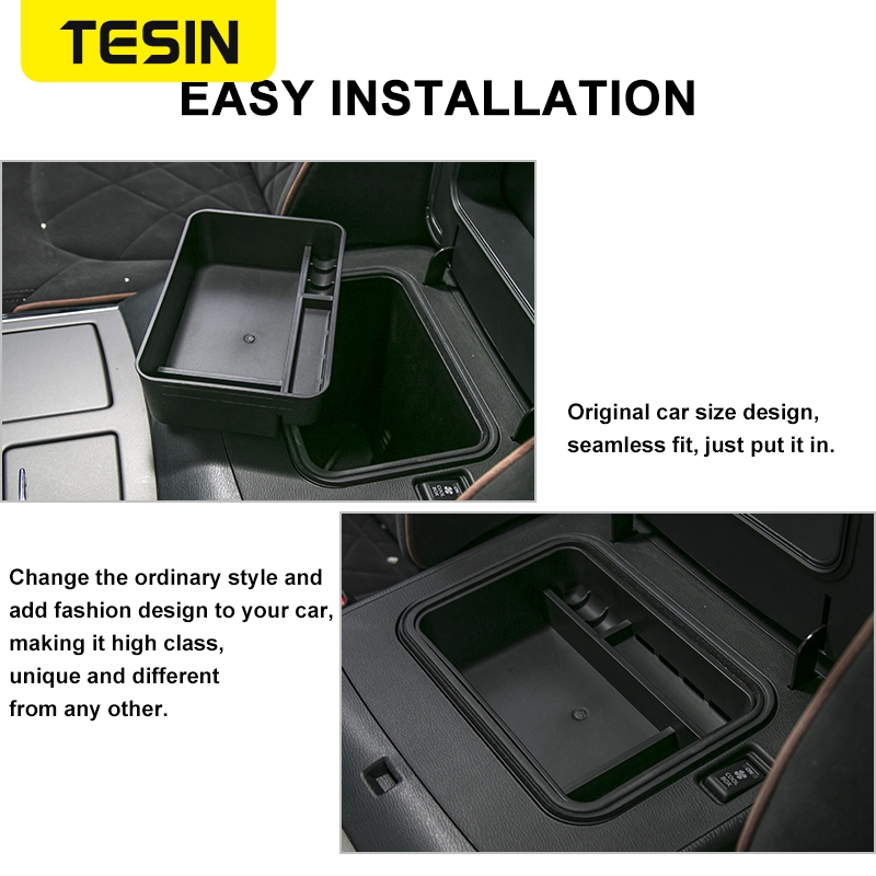 TESIN Car Inner Armrest Storage Box Cover for Nissan Patrol Y62 2017+ Interior Parts Car Accessories