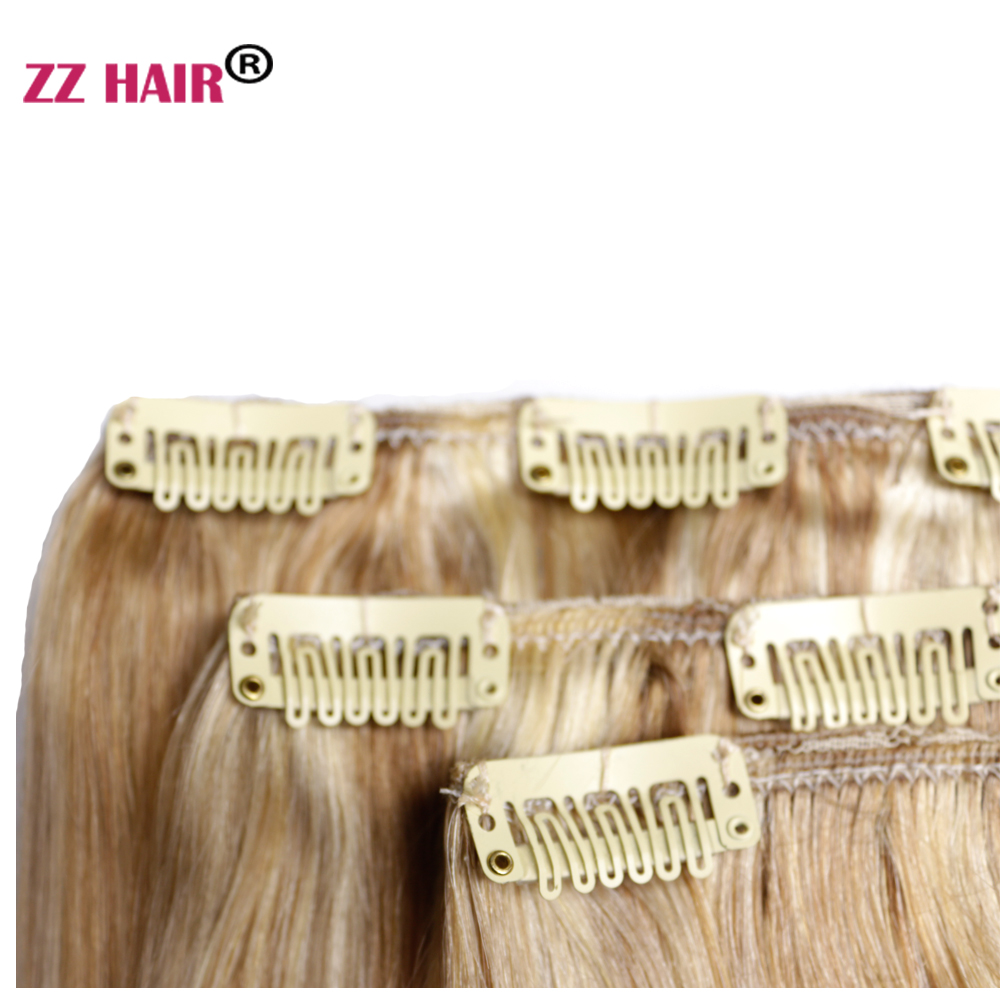 ZZHAIR 100% Human Remy Hair Extensions 16"-24" 100g-200g 3pcs Set 1x20cm 1x15cm 1x10cm Clips-in Three Pieces Natural Straight