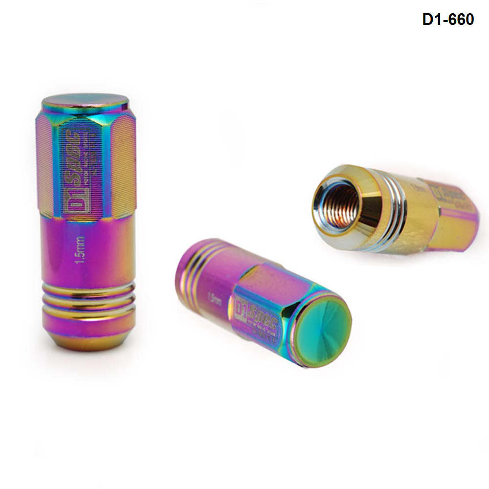 D1spec Jdm Light Weight Aluminum Wheel Racing Lug Nuts M12X1.25 / M12X1.5,L : 52mm 20pcs/set For Toyota For Nissan HU-D1-660