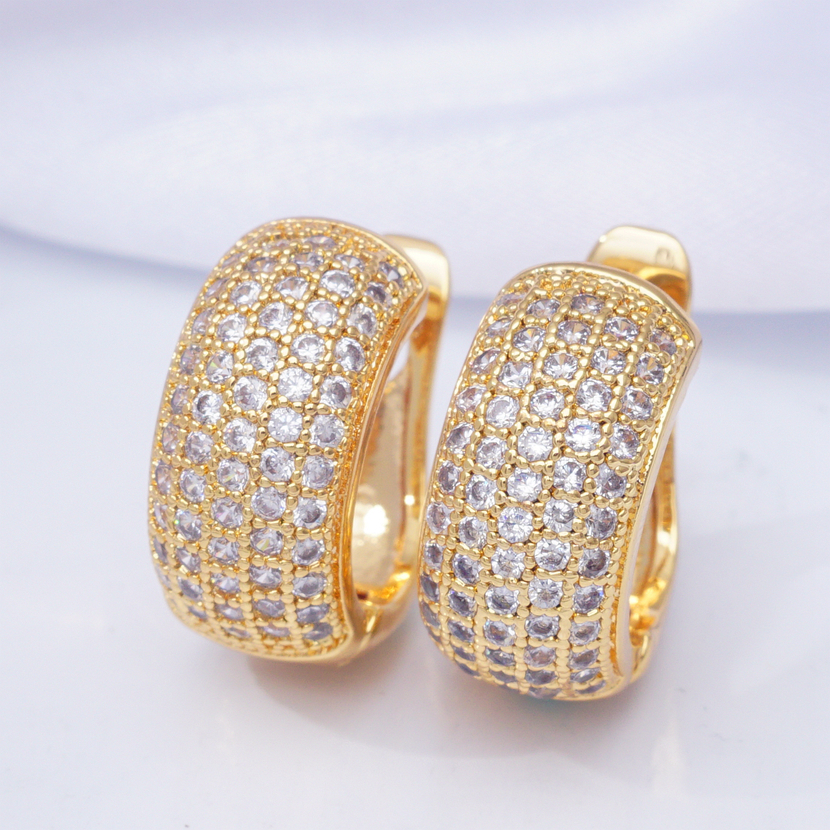 Indian Jewelry Luxury Designer Gold Color Earrings AAA Cubic Zirconia Small Hoop Earrings for Women New 31 Different Styles