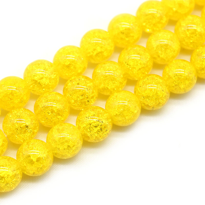 Natural Yellow Cracked Crystal Stone Round Loose Beads For Jewelery Making Diy Bracelet Accessories 15inch/strand 6/8/10mm