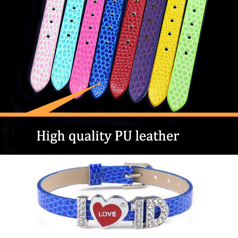100PCS 8MM PU Leather Snake Wristband&Bracelets " Can Choose the Color" Fit DIY 8mm Slide Letters/charms LSBR03*100