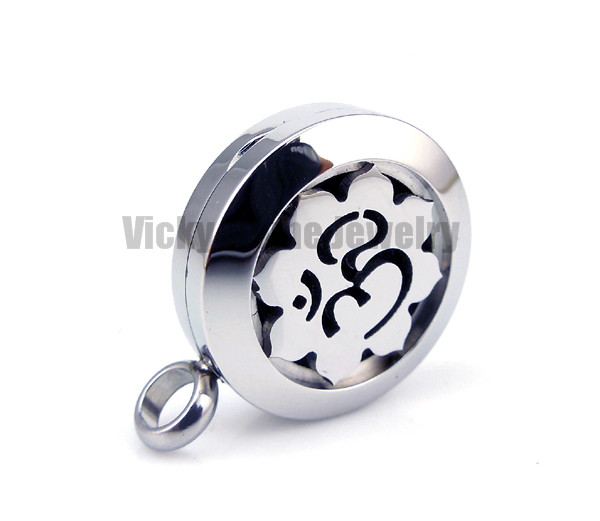 Lotus with OM Essential Oils Diffuser Locket Aromatherapy Locket Necklace Free Pads