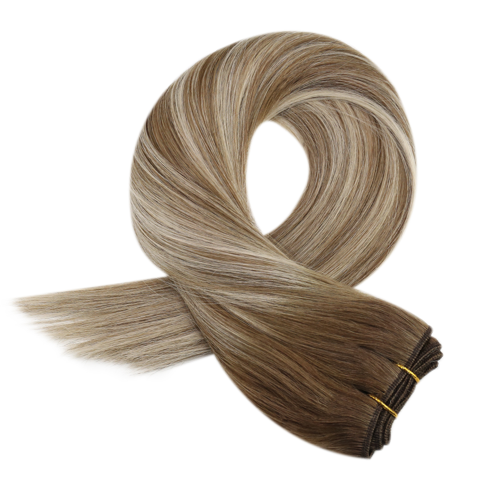 Moresoo Human Hair Bundles Ombre Sew in Extensions Remy Brazilian Hair Natural Straight 100G Hair for Women 100% Real Human Hair