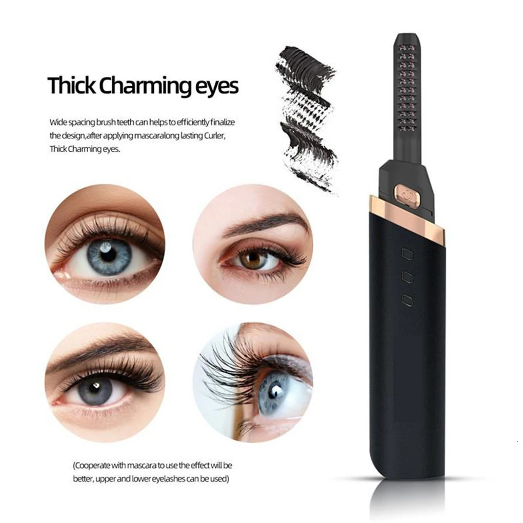 Electric Heated Eyelash Curler USB Rechargeable Eyelashes Curler 3 Mode Quick Heating Natural Eyelash Curler Long Lasting Makeup 240621