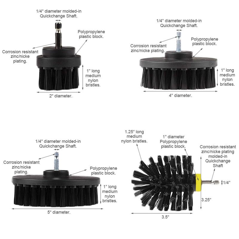 5Pcs Electric Scrubber Brush Drill Brush Kit Power Scrubber Wash Cleaning Brushes Tool Plastic Round Cleaning Brush For Carpet
