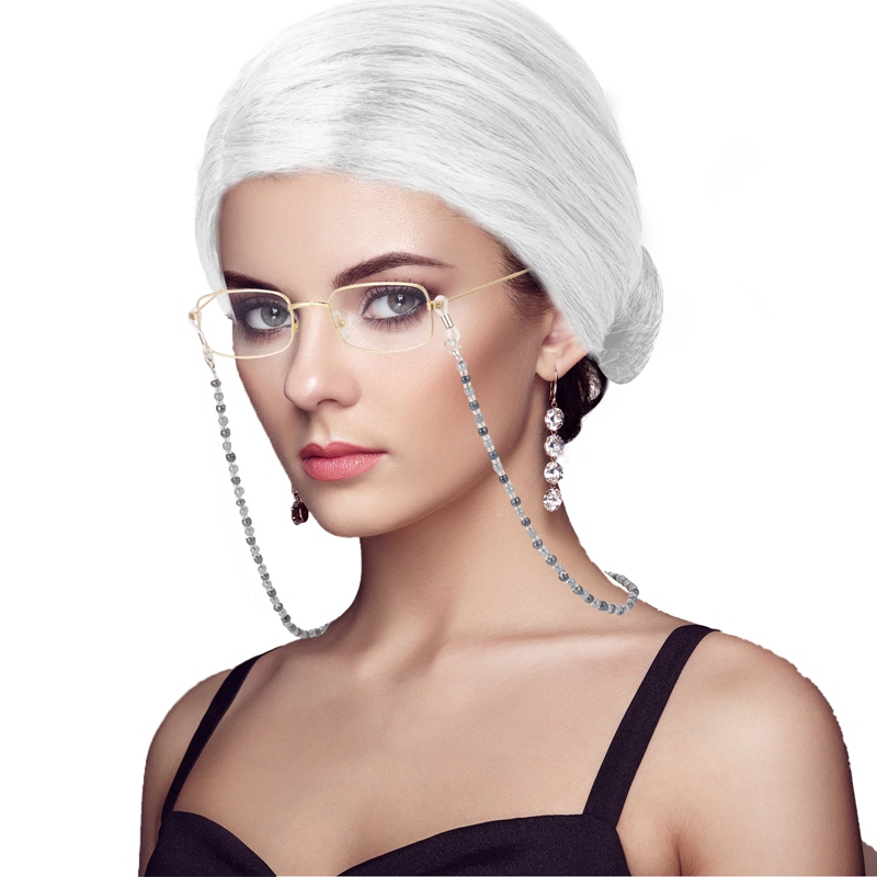 Grandmother Headwear Old Lady Cosplay Costume Set Role Play Suit Glasses Hair Necklace Sets Christmas Halloween Women Wigs