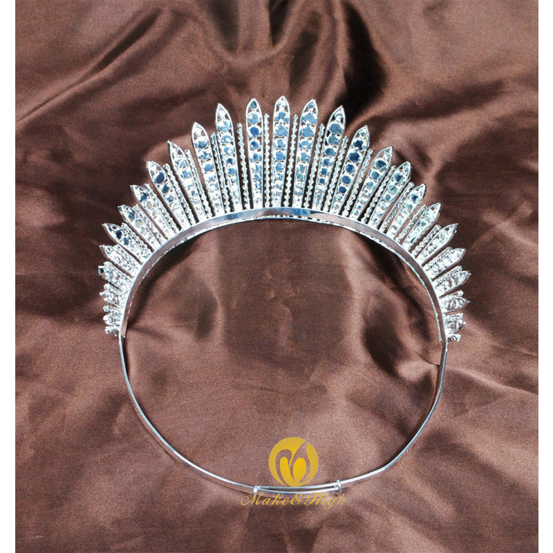 Awesome Miss Beauty Pageant Tiara Crown Clear Crystals Brides Headband Hair Accessory Wedding Bridal Prom Party Costumes 318g