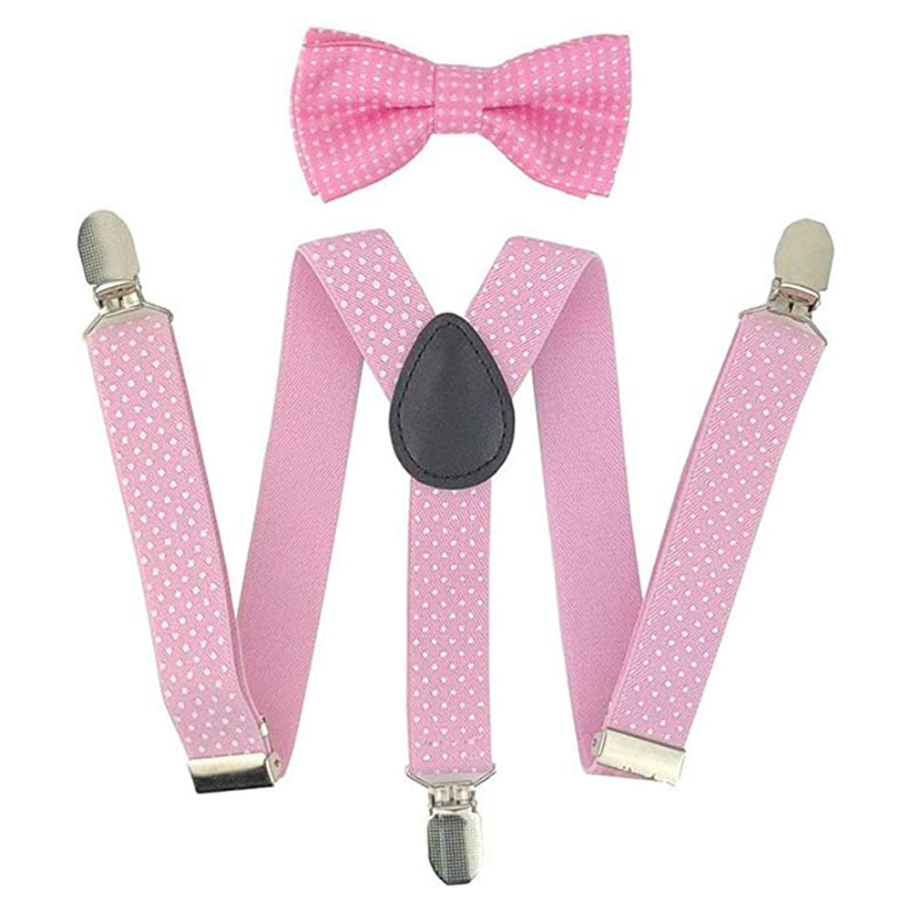 Adjustable Baby 5 Color Suspenders With Bowtie Suit Shirts Kids Bow Tie For Boy Girl Three Clip Braces Dot Vintage Accessories