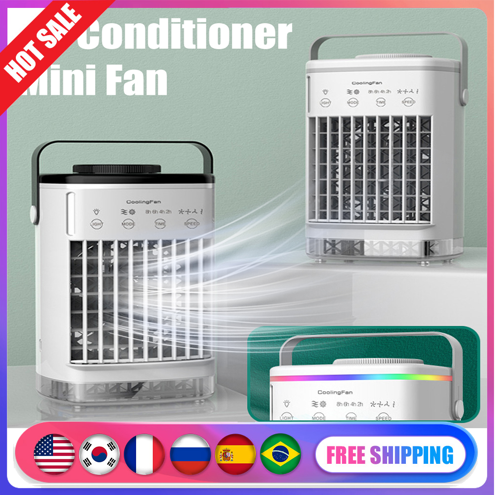 Portable Mini Conditioning USB Cooler Humidifier Water Cooled Air Cooling Fan with Light For Office Room