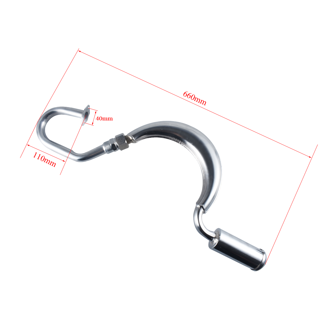 Pouvoir Silver Pipe Exhaust Muffler Chain Tensioner For 49cc 60cc 66cc 70cc 80cc bike gas engine motor part Exhaust Muffler Pipe