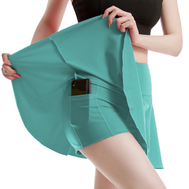 Women's Elegant Versatile Tennis Culottes High-Rise Yoga Running Quick Dry Pleated Skirts With Safety Anti-exposed Underpants