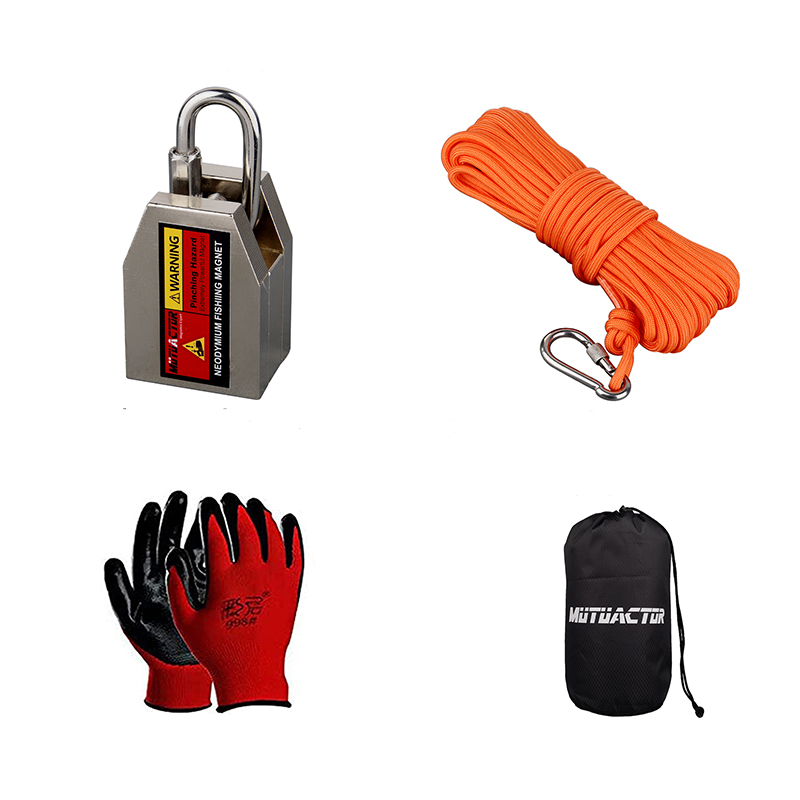 Three Sides Fishing Magnet Kit 1200lb Super Strong Neodymium Magnet With 20m Rope Powerful Combined Fishing Salvage