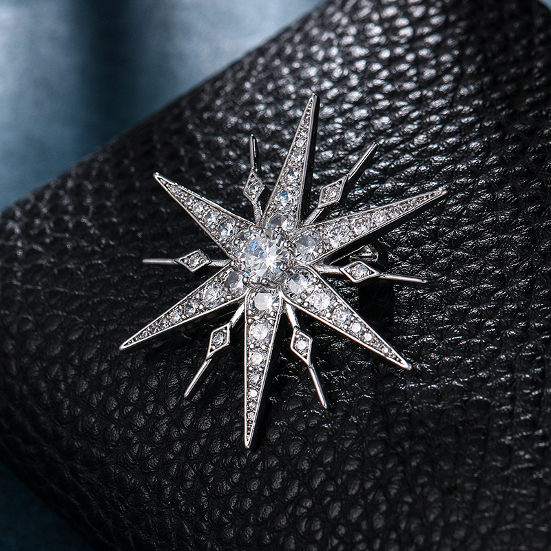 WEIMANJINGDIAN Brand New Arrival High Quality CZ Cubic Zirconia Starburst Brooch Pins for Women Girls Clothing Decor Jewelry