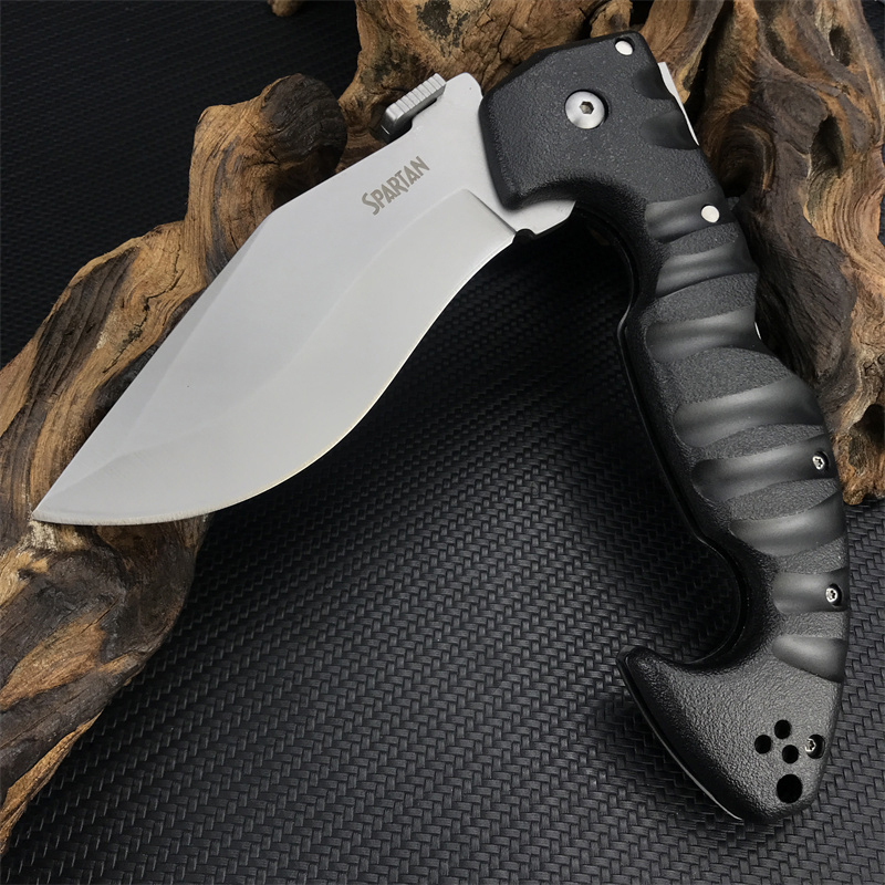 Spartan Dogleg Dog Leg Folding Nylon Fiberglass Handle CR MOV Blade EDC Hunting Tactical Rescue Pocket Knife Survival Defense Tool