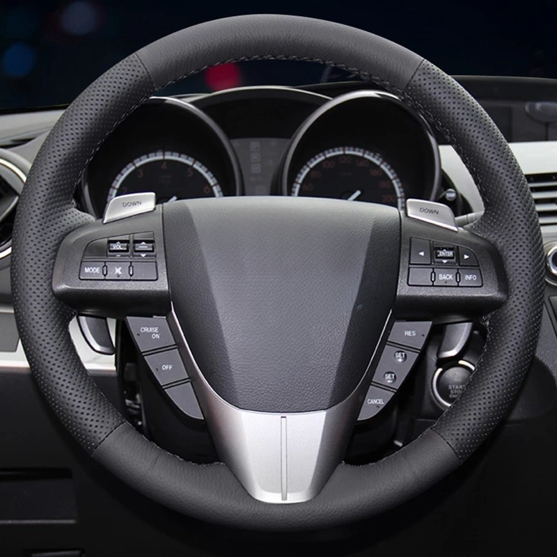Black Artificial Leather Hand-stitched Car Steering Wheel Cover For Mazda 3 Mazda CX7 2011 2012 2013 Car Accessories