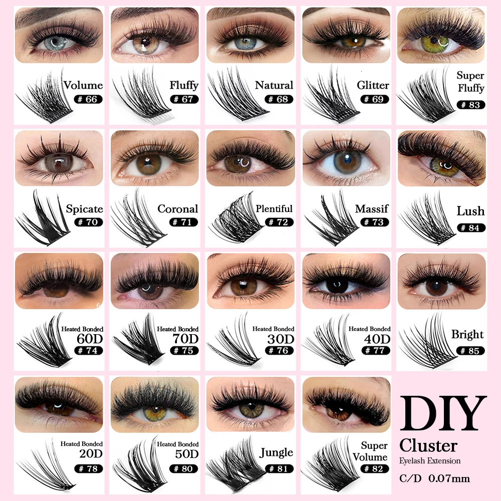 Mix Color 144 Russian Volume YUANZHIJIE False Eyelashes Natural Soft DIY Cluster Segment Lashes Cute Deer Rainbow Eyelashes 240624