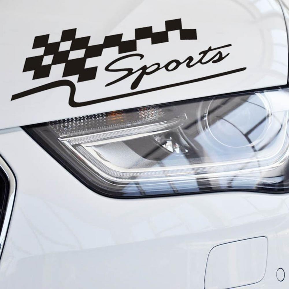 Funny Word Sticker SPORT Letter Checkered Racing Flag Removable Car Sticker Auto Reflective Decal