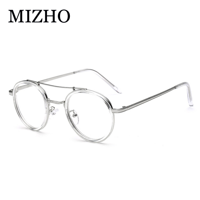 MIZHO New Designer Woman Glasses Optical Frames Vintage Metal Oval Korea Glasses Frame Men Clear lens Eyewear Black Eye Glasses