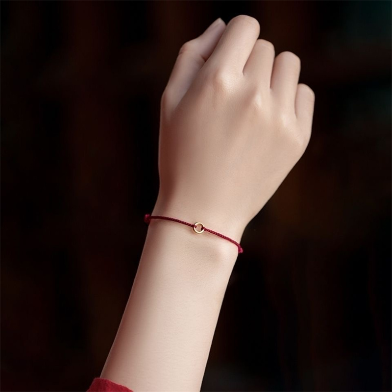 Hand Braided Circular Ring Red Rope Lucky Bracelet Size Adjust Women Men Charms Bangles Anklet Blessing Gift For Friend Lovers