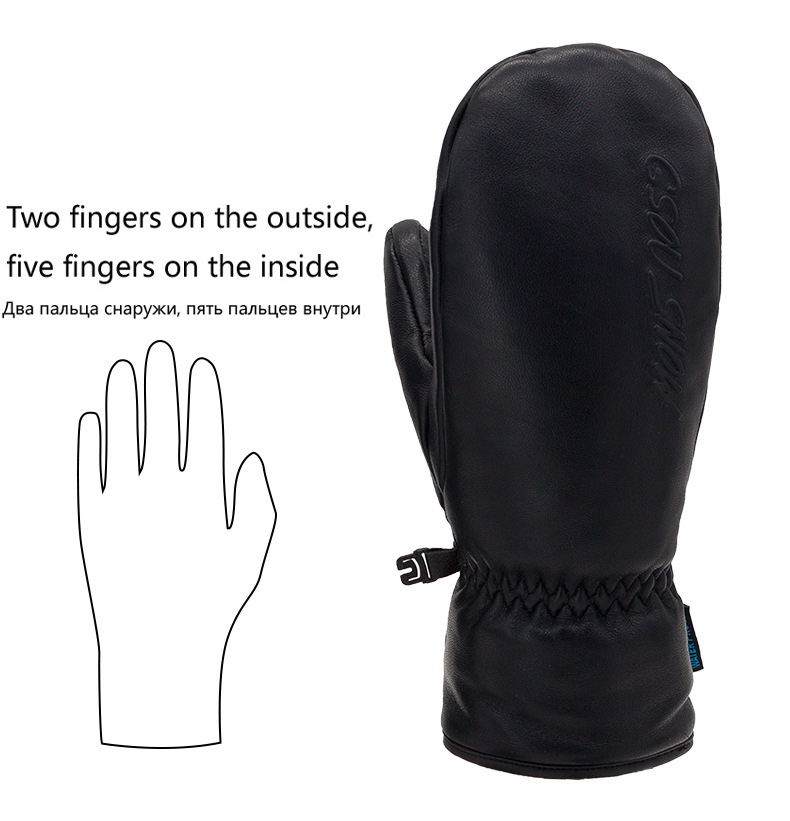 Sheepskin Ice Snow Gloves, Outdoor Accessories, Waterproof, Wearable Snowboarding Mitten, Ski Palm, Five-finger Unsex