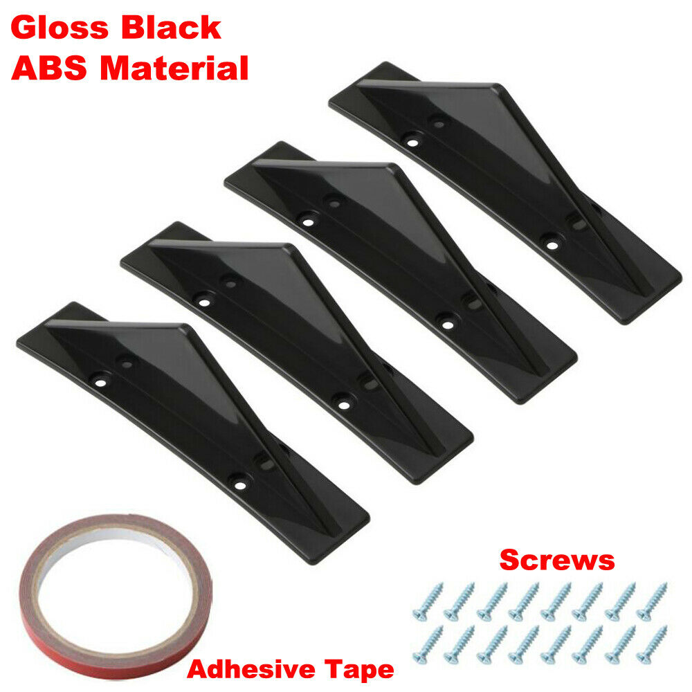 Universal Gloss Black 4 Shark Fins Car Rear Bumper Spoiler Wing Lip Diffuser Kit Car Accessories Interior Parts Car Products