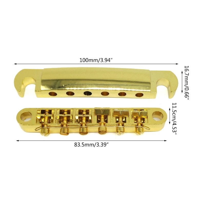 Electric Guitar Rollers Saddle Bridge Tune O-Matic Tailpiece Set for Les Electric Guitar Replacement Parts 69HD