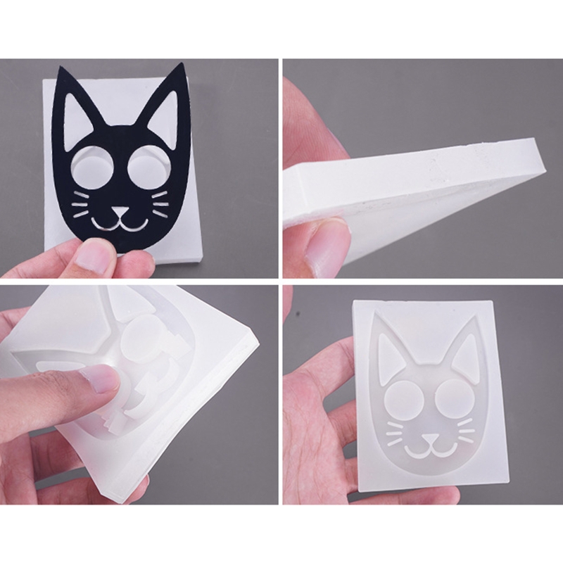 1Pc DIY Super Glossy Self-Defense Cat Keychain Pendant Casting Silicone Mould Clay Crafts Making Crystal Epoxy Resin Mold