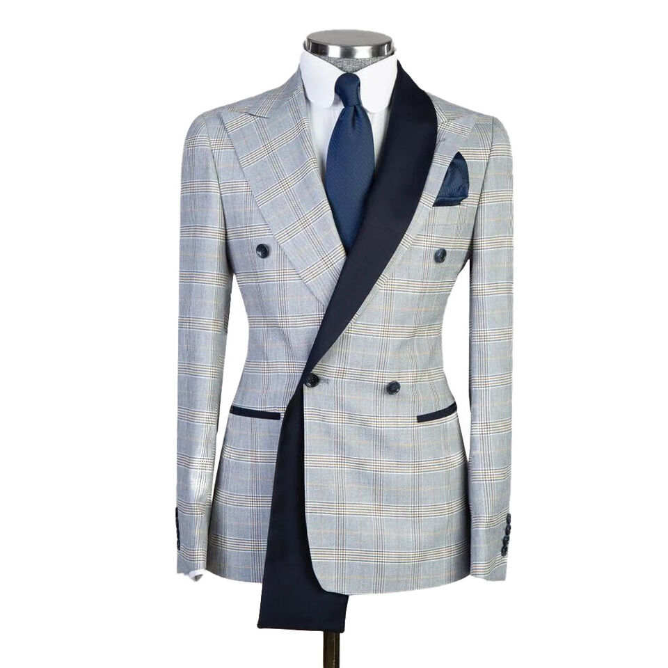 Elegant Mens az2 Pieces Suit Bler Pants Coats For Men Modern Peaked Lapel Casual Party Wedding Suits Blazers Designer Double Row Buckle Cheap Processi