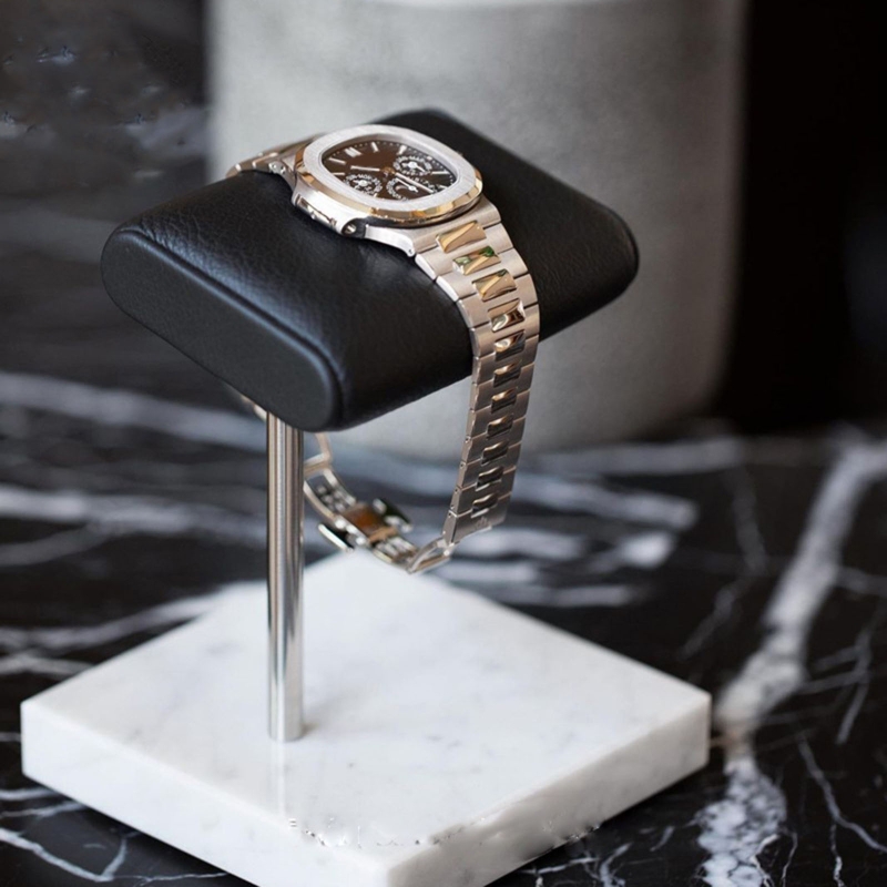 Leather Watch Organizer Display Stand Marble Base Watch Stand Holder Jewelry Bangles Rest Organizer Display Rack Present U4LF
