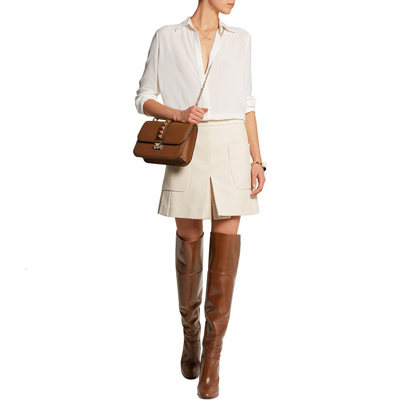 Brown Leather Chunky Heel Women Long Brand Design Large Size Over The Knee Boots Celebrity Banquet Shoes Dropship 68