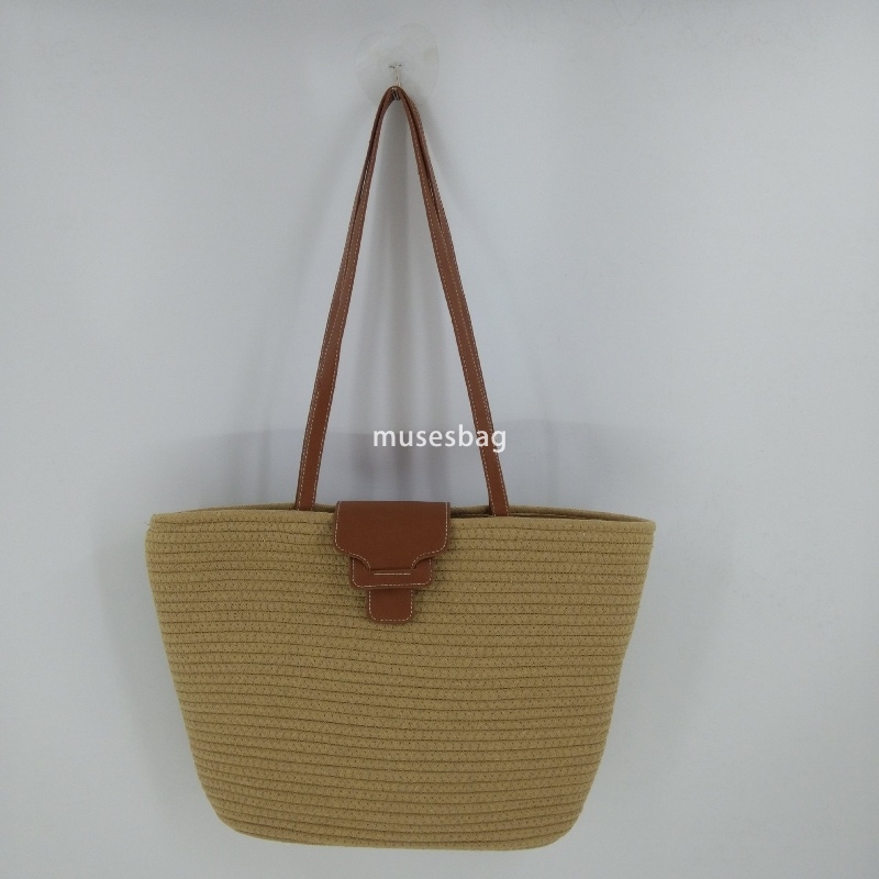 Designer Women's High Quality Classic Retro Practical Woven Cord High Quality Texture Bag Large Capacity One Shoulder Grass Woven Bag Beach Bag L