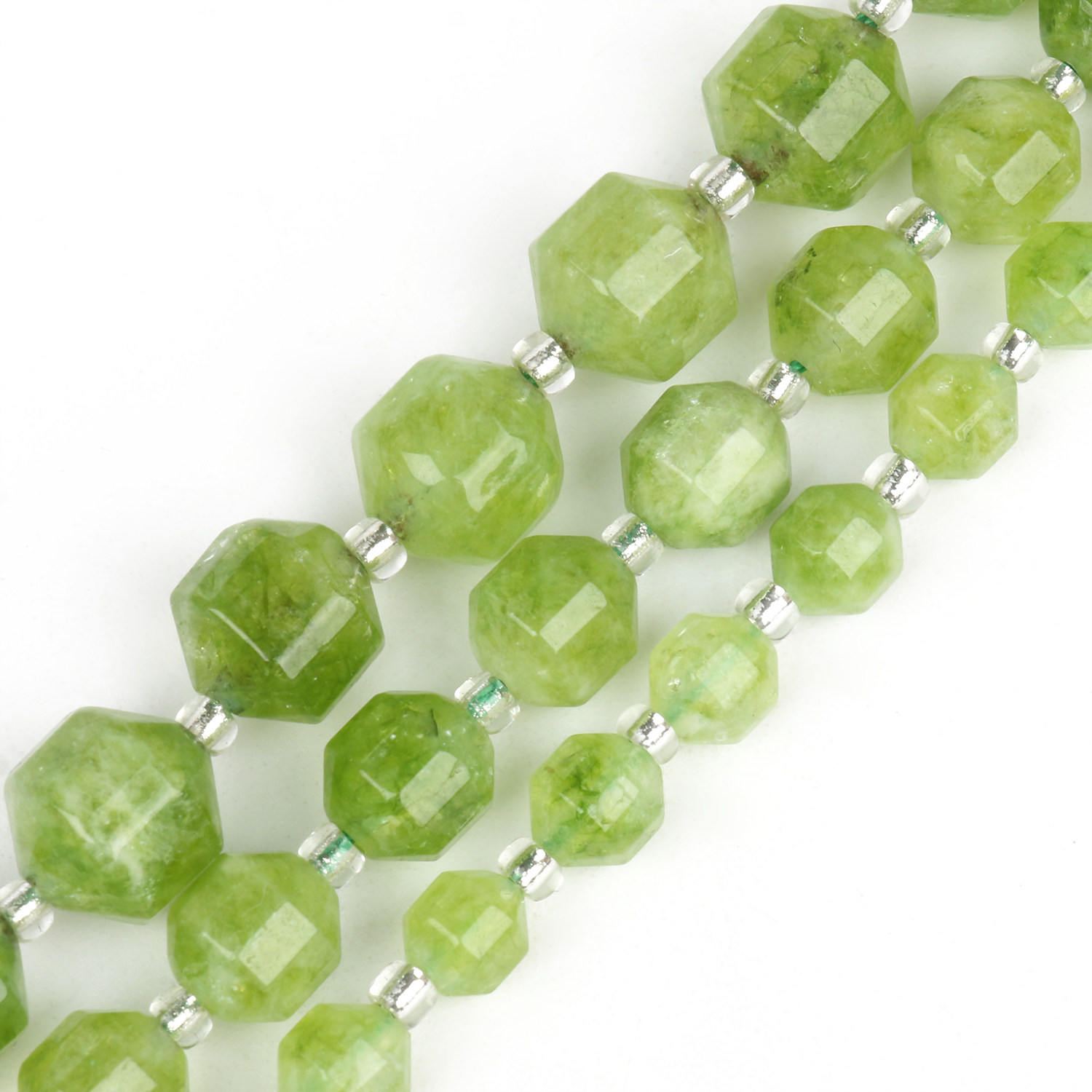Natural Stone Faceted Green Peridots Crystal Stone Round Loose Spacer Beads For Jewelry Making Diy Handmade Bracelet Accessories
