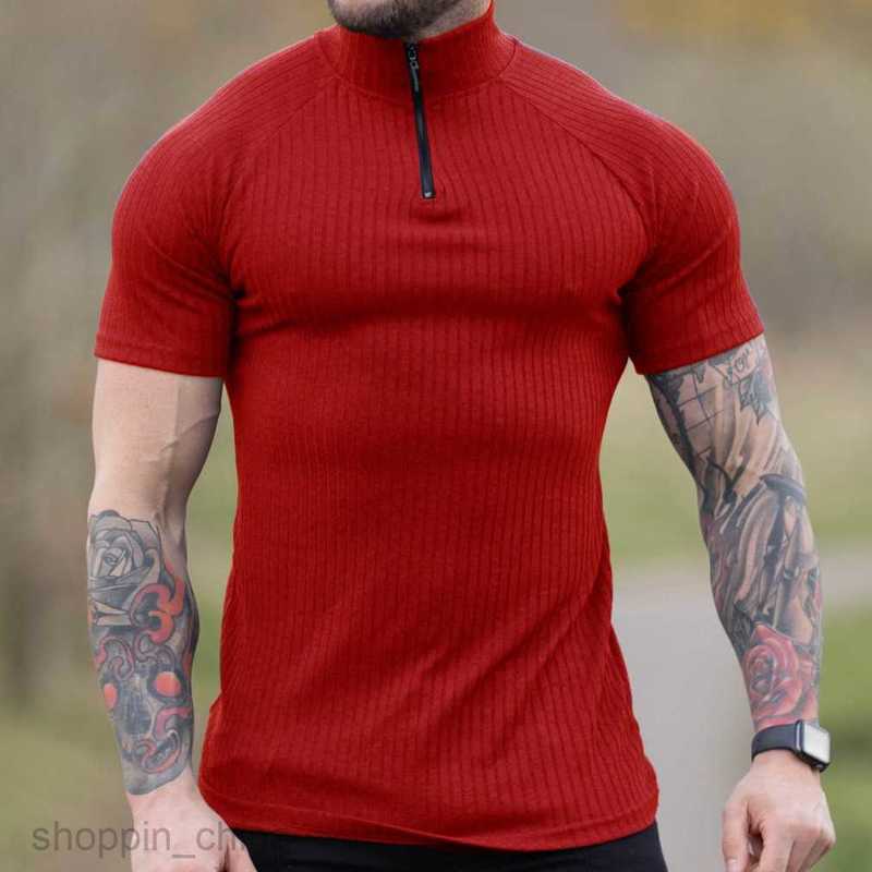 Men Polos Shirts New Slim Fit Multi color Collar Men's Casual Vertical Stripe Short Sleeve Youth Male Wear tops