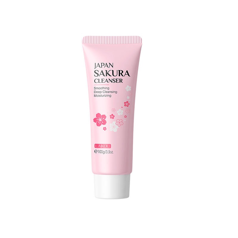 LAlKOU Japan Sakura Gentle Cleansing Facial Cleanser Shrink Pores Deep Clean Oil Control Moisturizing Skin Care 100ML