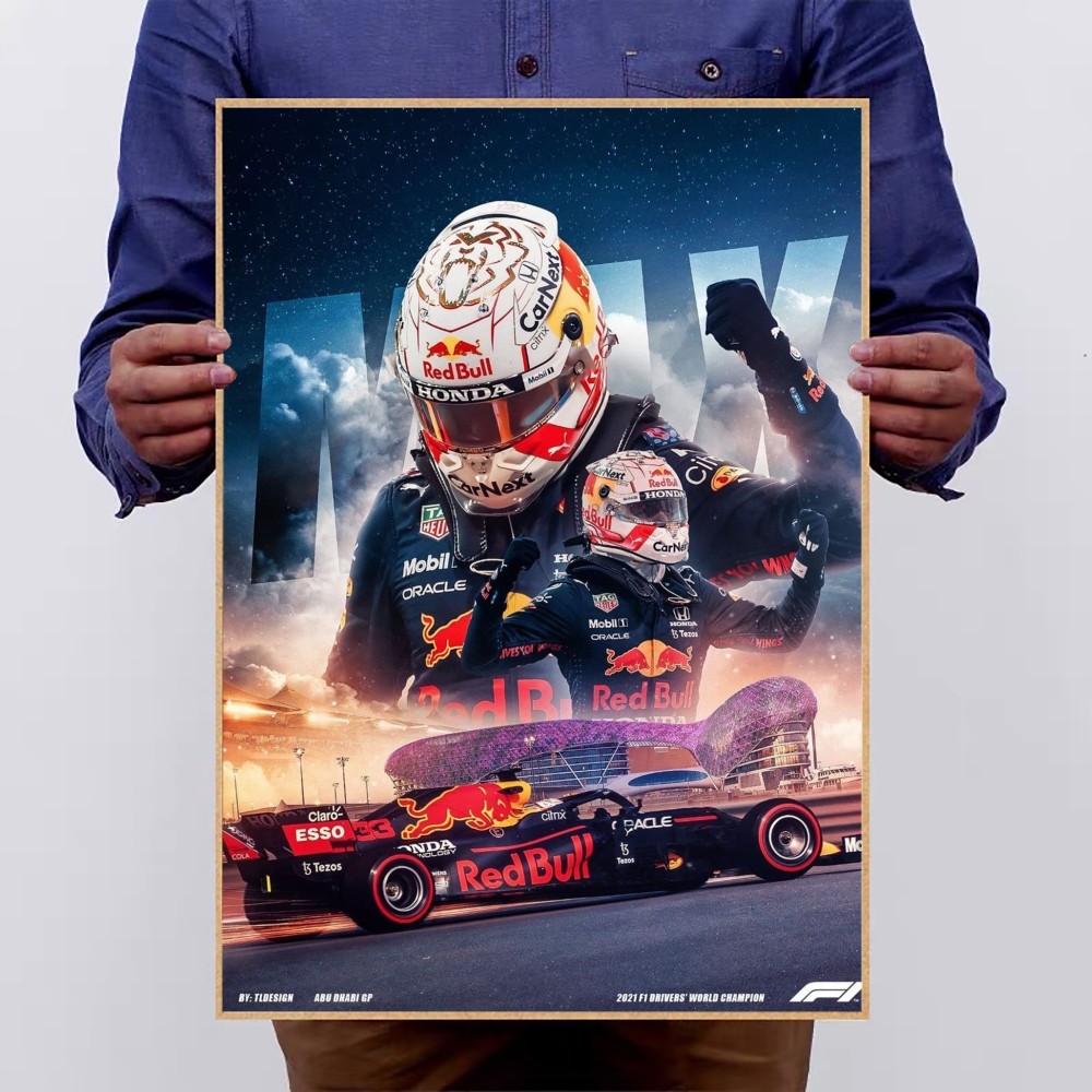 Max F1 Car B-Verstappen Poster Kraft Club Bar Paper Vintage Poster Wall Art Painting Bedroom Study Stickers