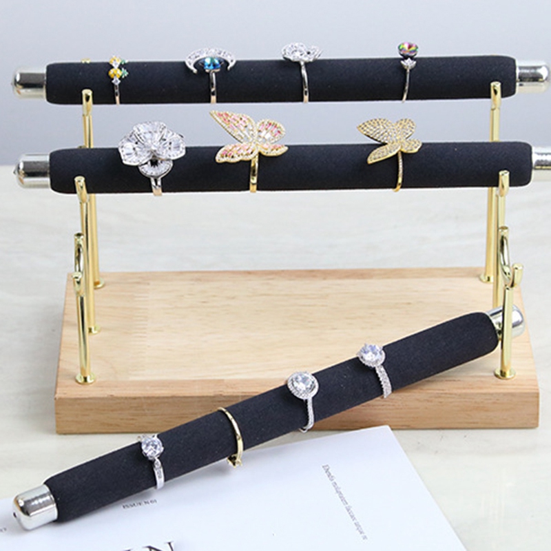 Black Green Beige 3Layers Wooden Detachable Jewelry Tool Display Stand Elegant Bracelets Ring Jewelry Display Stand Packaging