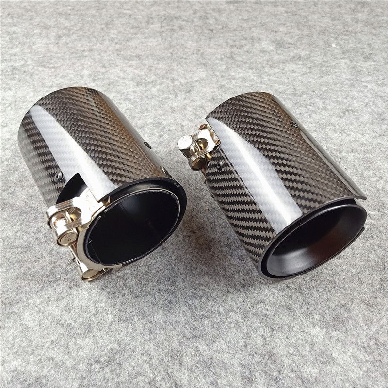 1PC Single Car Exhaust Tip With M Logo Tail Pipe Glossy Plain Muffler Pipe For BMW M2 M3 M4 Car Replacement Parts