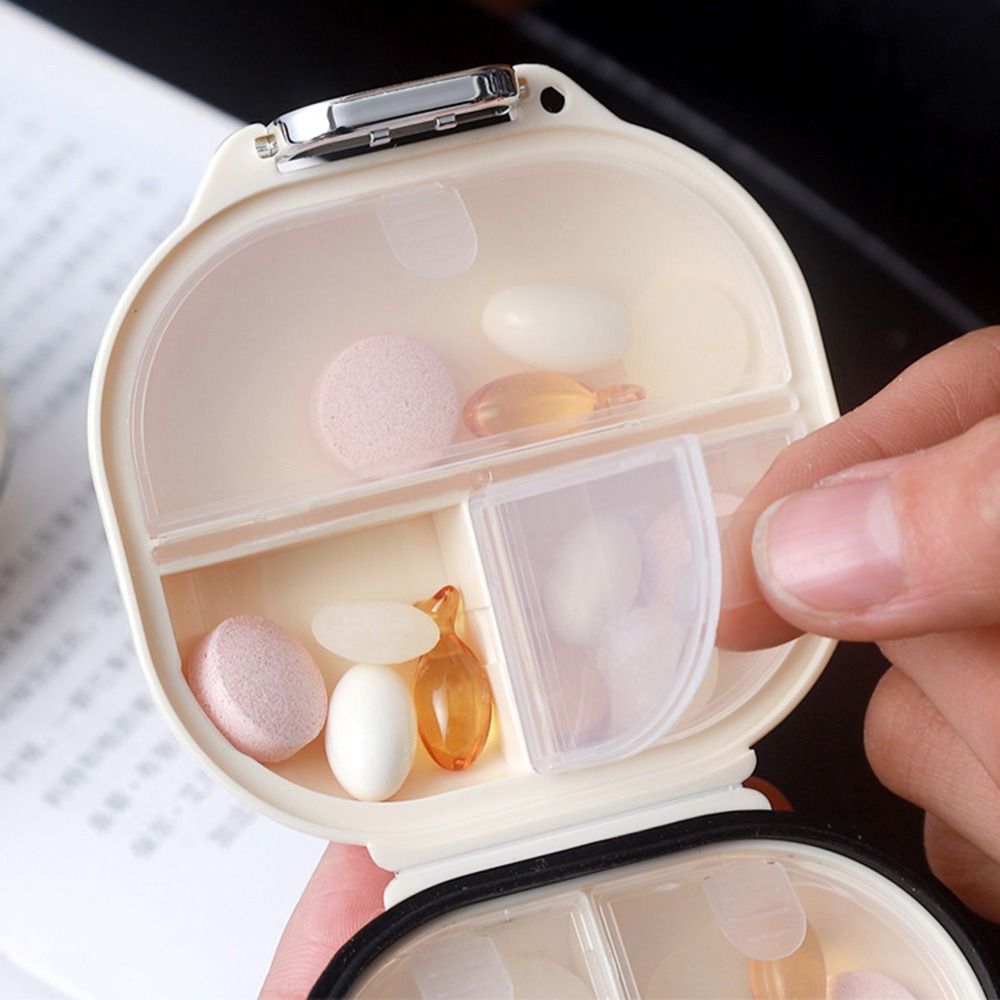 Silica Gel Weekly Pill Case Sealed Against Moisture Durable Pill Container Organizer Black Cream Mini Medicine Box Travel