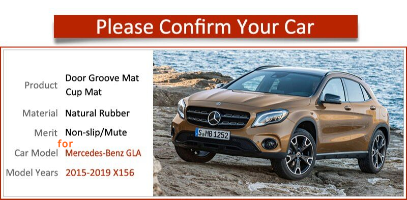 Anti-Slip Gate Slot Rubber Mat for Mercedes Benz GLA X156 GLA180 GLA200 GLA220 GLA250 GLA45 200 220 250 200d 220d Accessories