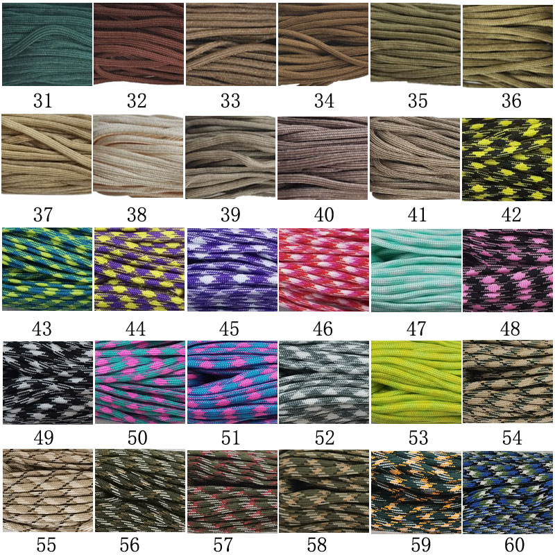 550 Paracord Parachute Cord, Lanyard Tent Rope, Mil Spec Type III, 7 Strand Paracord for Outdoor Hiking, Camping, DIY Bracelet
