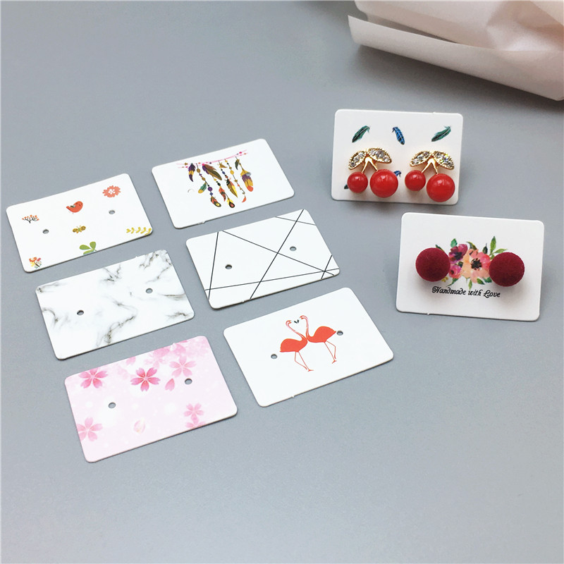 3.5*2.5cm 100Pcs/ Lot Kraft Paper Ear Studs Hang Tag Jewelry Display Card Earring Kraft Paper Tag Ear Ring Paper Hang Price Tags