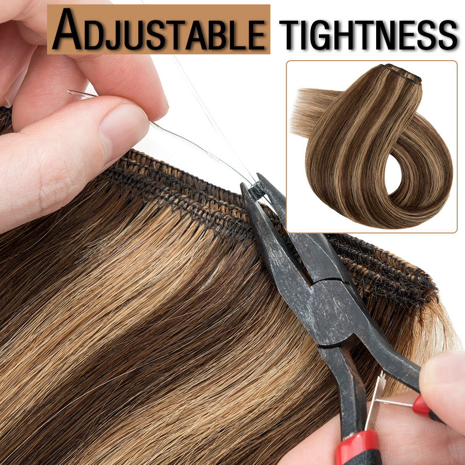 TESS Wire In Hair Extensions Natural Hair Extensions Full Head Bundles Human Hair 24inch 80g Thick Straight Invisible Hairpiece