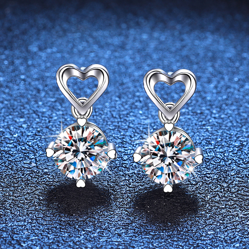 TBCYD 2CT D VVS1 Round Moissanite Diamond Ear Studs For Women GRA Certified S925 Sliver Drop Earrings Wedding Party Fine Jewelry